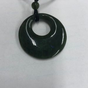 Necklace‎ green jade circle pendant adjustable